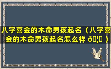 八字喜金的木命男孩起名（八字喜金的木命男孩起名怎么样 🦟 ）